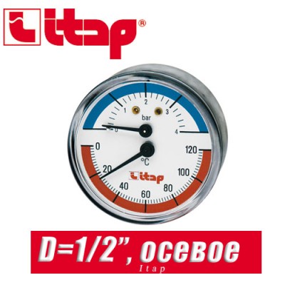 Термоманометр с осевым подключением Itap D1/2
