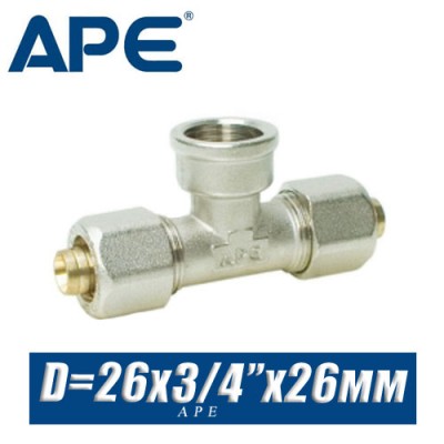 Тройник с наружной резьбой металлопластик APE D26x3/4x26мм