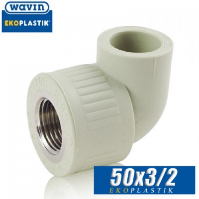 Угол ПП с внутренней резьбой Wavin 50х3/2"