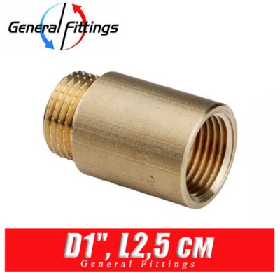 Удлинитель латунный General Fittings D1", L2,5 см